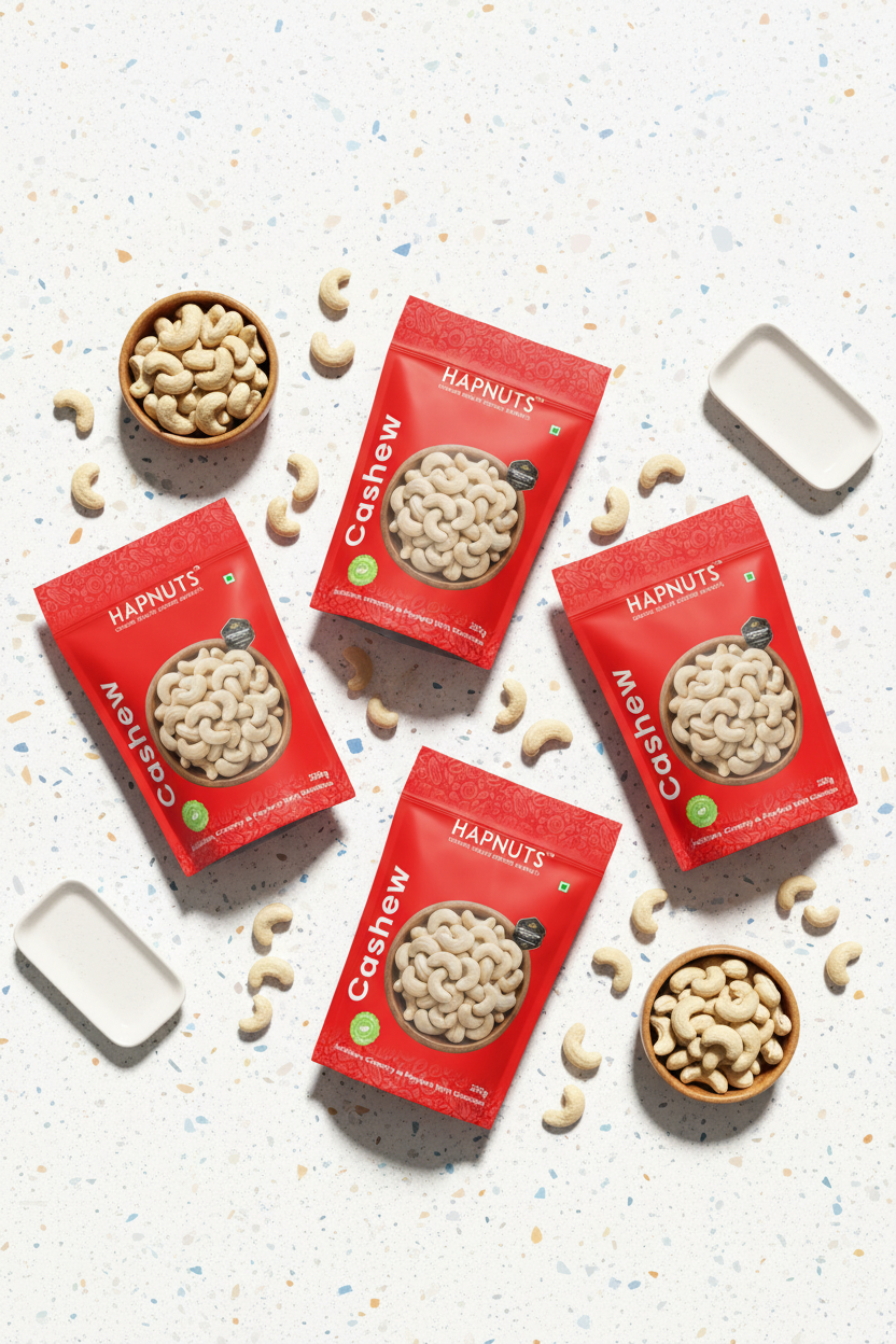 Hapnuts Premium Cashews 250g (Pack of 4) | 100% Natural & Crunchy | Value Combo Dry Fruits